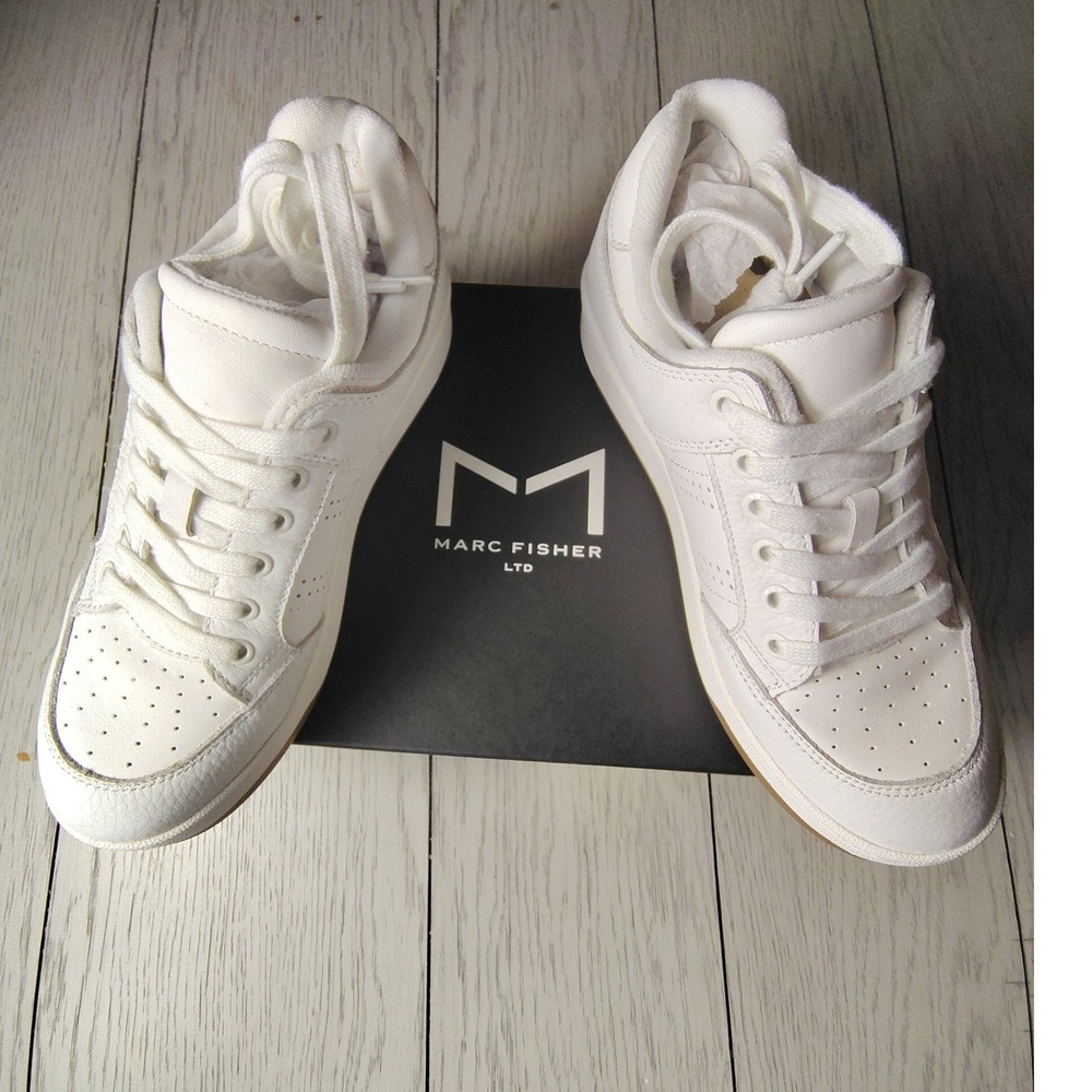Marc Fisher LTD‎ Flynn Ivory Leather Sneakers MLFLYNNT-QV Womens 8M New